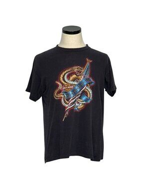 Harley-Davidson Vintage 1980s Black T-Shirt Medium Single Stitch Snake Graphic